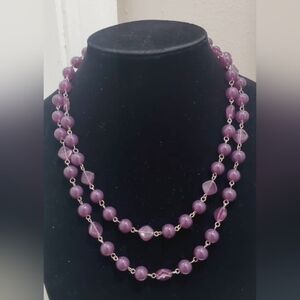 Lilac Dark Purple Beaded Necklace. 🌴